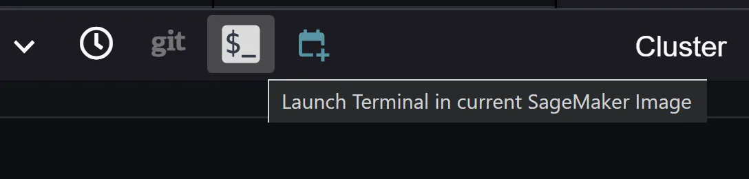 A screenshot of the icon used to launch a Terminal for the current SageMaker Notebook.